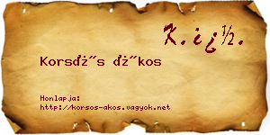Korsós Ákos névjegykártya